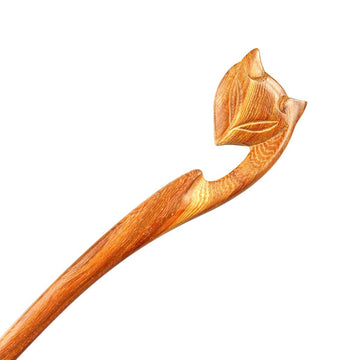 CrystalMood Handmade Carved Wood Hair Stick Fox 7" Rosewood